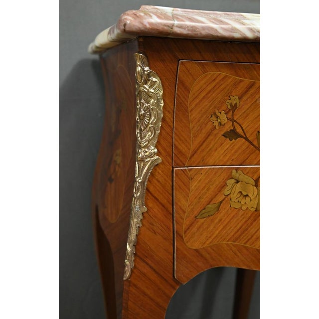 Louis XV Style Marquetry Bedside Tables, 1960s, Set of 2 For Sale - Image 12 of 18