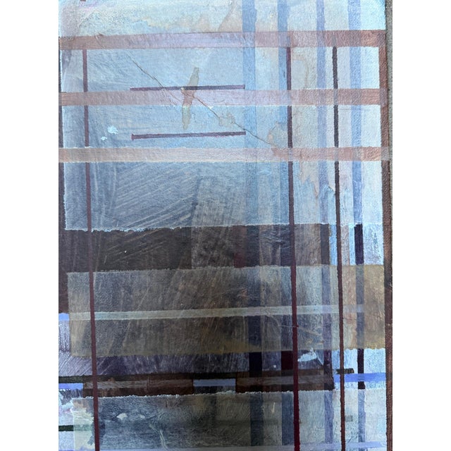 This original abstract oil painting by Eric Loudermilk, dated 1993, features rich purple hues and heavily layered textures...