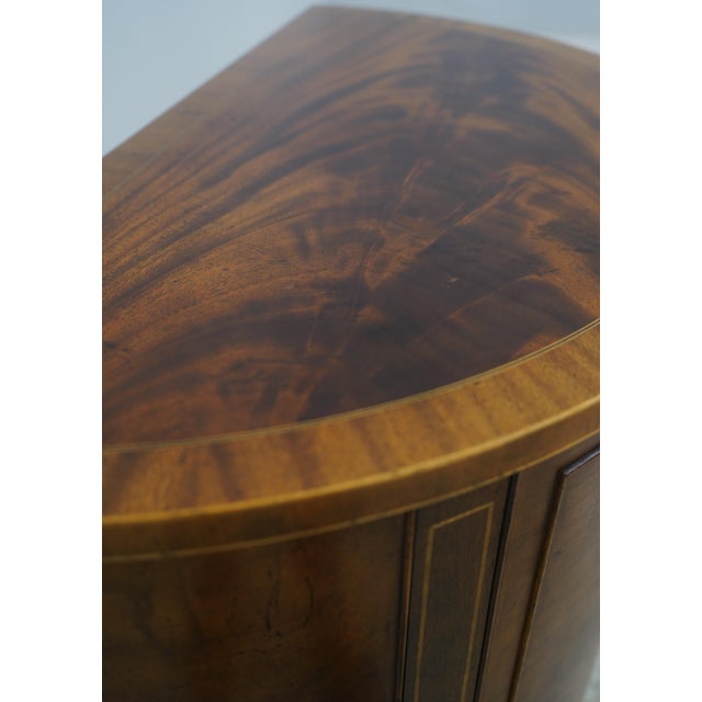 Baker Attributed Demilune 1 Door Mahogany Commode Console Cabinet For Sale - Image 9 of 14