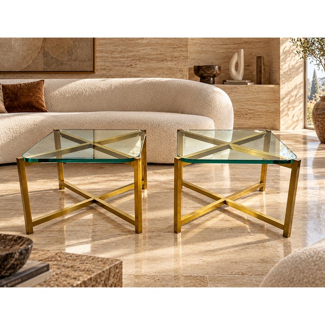 Italian Brass and Glass Side Tables, 1970s, Set of 2 For Sale - Image 13 of 13