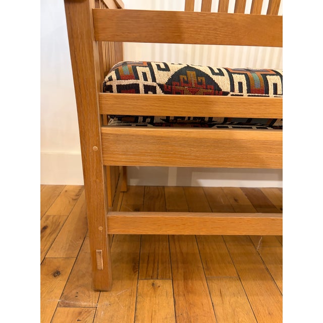 Wood Vintage Stickley Mission Bench W/ Upholstered Seat For Sale - Image 7 of 11