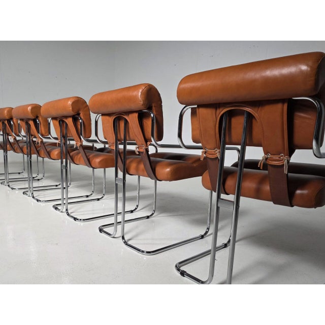 1970s Tucroma Chairs in Cognac Leather by Guido Faleschini for Mariani, Set of 6 For Sale - Image 5 of 7