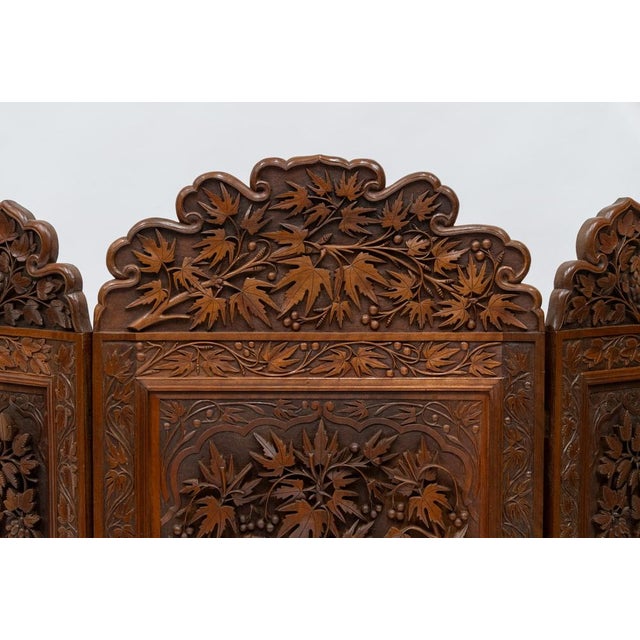 Antique Anglo Indian Teak Folding Low Screen, 1890 For Sale - Image 3 of 11