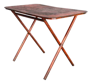 Heavy Duty Folding Red Metal Dining Table, 1970s