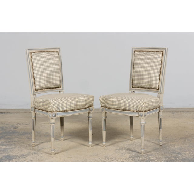 Set of Eight French Louis XVI Style Painted Dining Chairs, Early 20th C For Sale - Image 12 of 18
