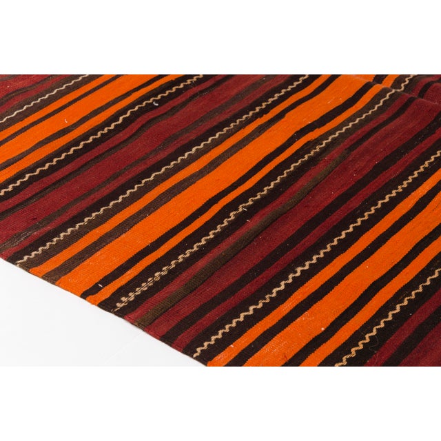 Mid 20th Century Bold Orange & Madder Red Flatweave Rug For Sale - Image 13 of 14