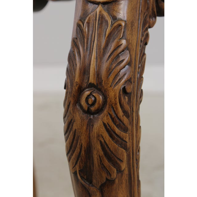 Maitland Smith Leather Top Carved French Lamp Table For Sale - Image 10 of 14