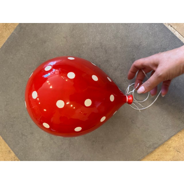 Ceramic Wall Balloon Sculpture - Red Polka Dot For Sale - Image 9 of 10