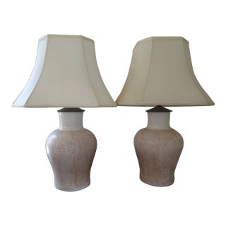 Vintage Asian Style Lamps With Custom Shades - a Pair For Sale