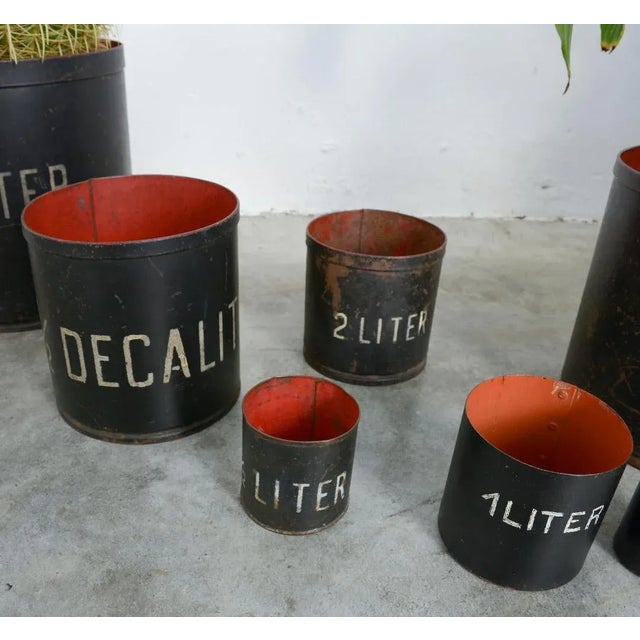 Vintage Decorative Metal Measuring Cups, Set of 8 For Sale - Image 14 of 17