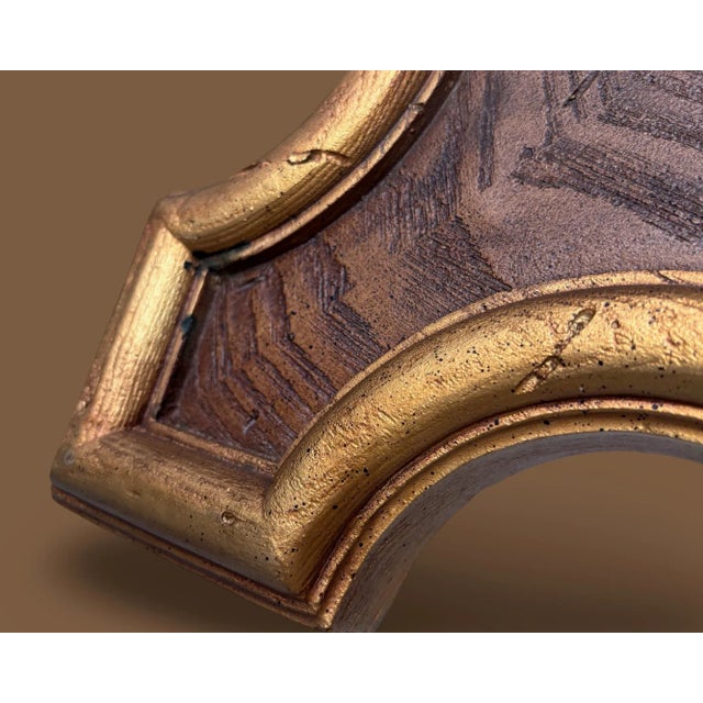 Brass MCM 31.5” Signed Designer Modern Gilt Wall Mirror For Sale - Image 8 of 8