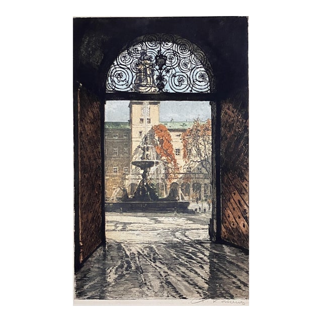 Tana Kasimir Hoernes Salzburg Main Square C. 1935 Original Print For Sale