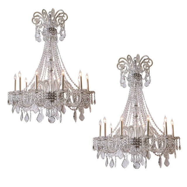 European Crystal Chandeliers- a Pair For Sale - Image 12 of 12