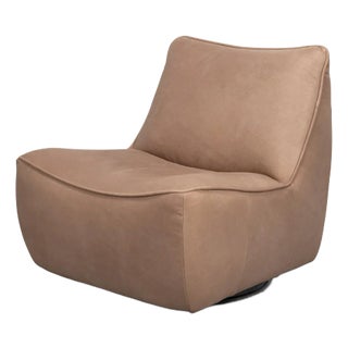 Leather Swivel Slipper Chair For Sale