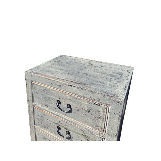 Distressed Pale Gray Marks 3 Drawers End Table Nightstand For Sale In San Francisco - Image 6 of 6