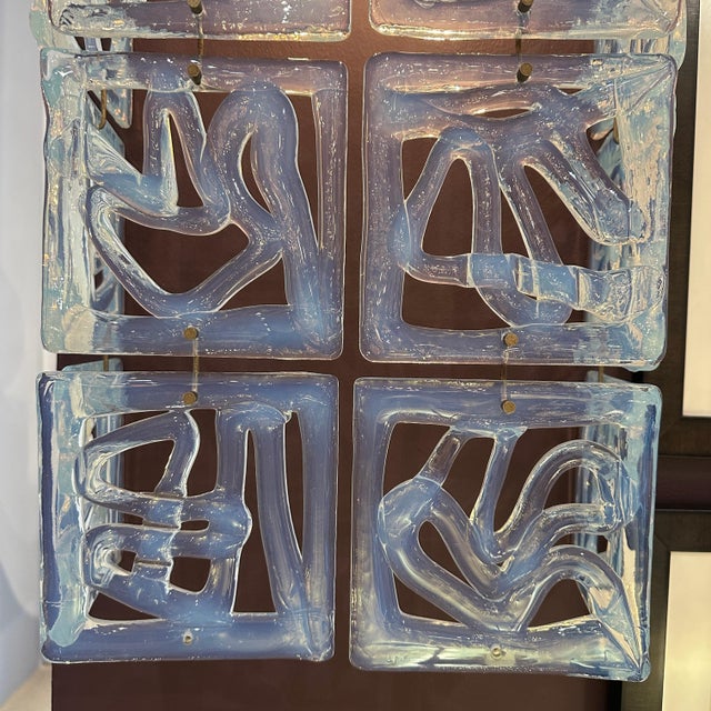 A Rare Pair of Opaline Murano Glass Sconces attributed to Carlo Nason for Mazzega, Italy c. 1960's. Multiple square panels...