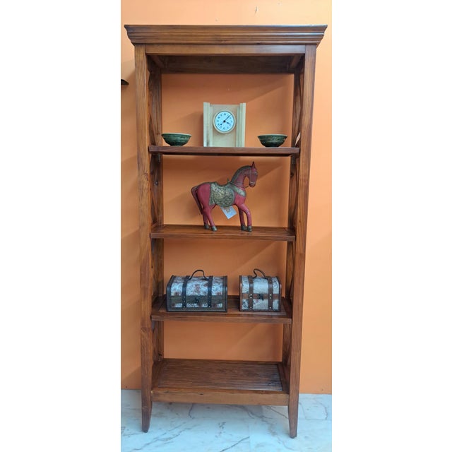 Wood Vintage Rustic Freestanding Bookshelf, 1990 For Sale - Image 7 of 8