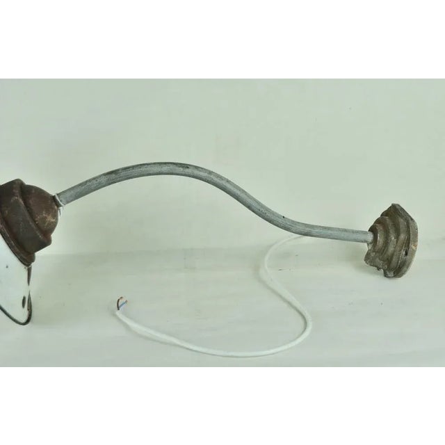 White Enameled Metal Garden Light, 1940s For Sale - Image 8 of 9