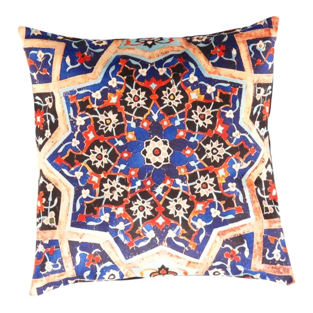 Contemporary Persian Tile Velvet Pillow For Sale