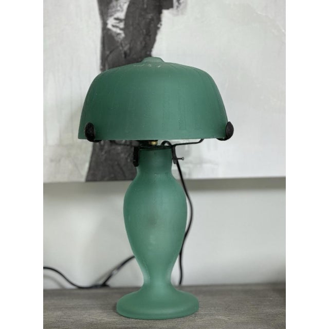 Daum Nancy 1920s Art Deco Daum Nancy Acid-Etched Cameo Glass Table Lamp 13.5"x8" For Sale - Image 4 of 15