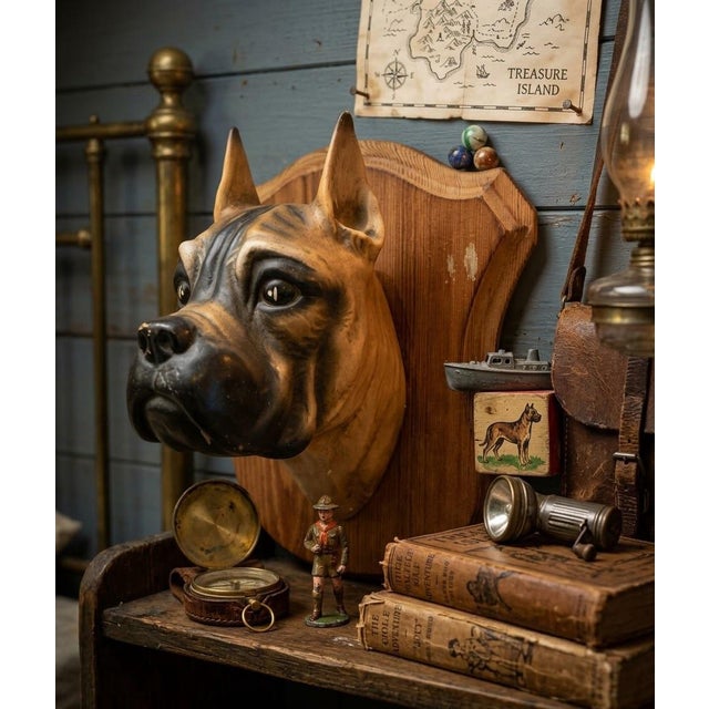 Hutschenreuther China Vintage German Friedel "Panopticum Animale" Boxer Dog, Matte Ceramic Bust Wall Plaque For Sale - Image 4 of 9