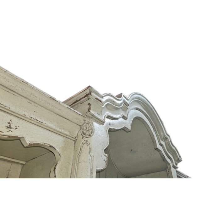 Habersham Grand European Style Distressed Cassic White Hutch, Attributed For Sale In Baltimore - Image 6 of 17