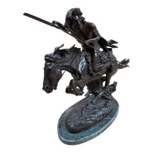 Fredeic Remington Roman Bronze Cheyenne Statue on Marble