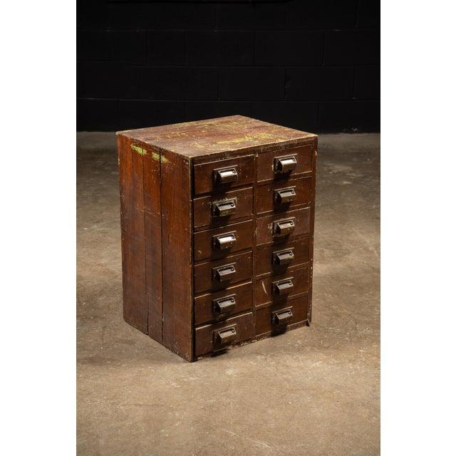 Industrial Antique 12 Drawer Watchmaker's Cabinet For Sale - Image 3 of 5