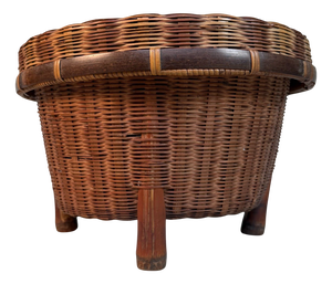 Japanese Bamboo Matsuura Basket with Lid, 1950s