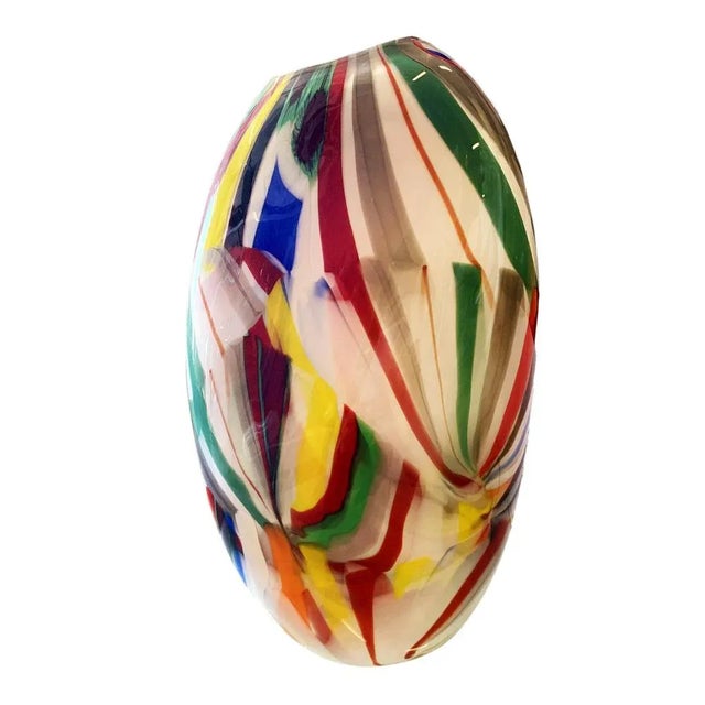 White Abstract Vase in Milky-White Murano Style Glass with Multicolored Reeds from Simoeng For Sale - Image 8 of 8