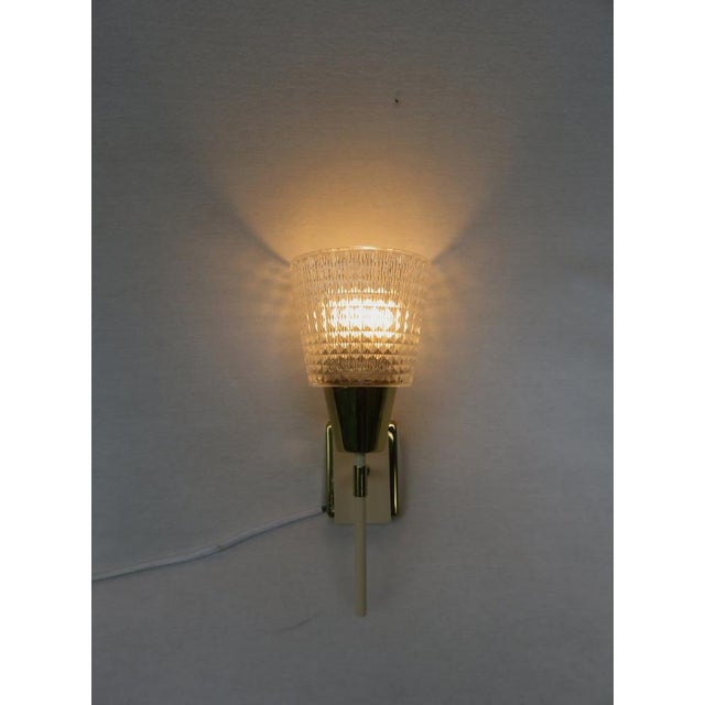 Beige Wall Lights in Brass and Beige, 1950s, Set of 2 For Sale - Image 8 of 18