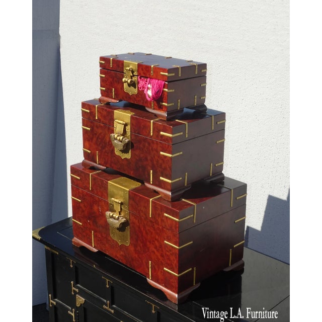 Set of Three Vintage Oriental Asian Jewelry Storage Boxes French Country For Sale - Image 13 of 13