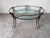 1980s Vintage Two-Tier Hand-Hammered Metal & Glass Round Coffee Table For Sale - Image 9 of 12