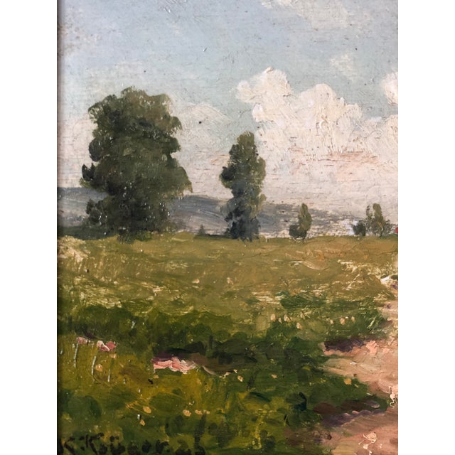 Antique Original Landscape Cottage Oil Painting: Framed Nature Art For Sale - Image 6 of 14