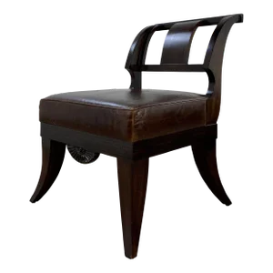 Theodore Alexander Modern Vintage Brown Leather Newell Accent Chair