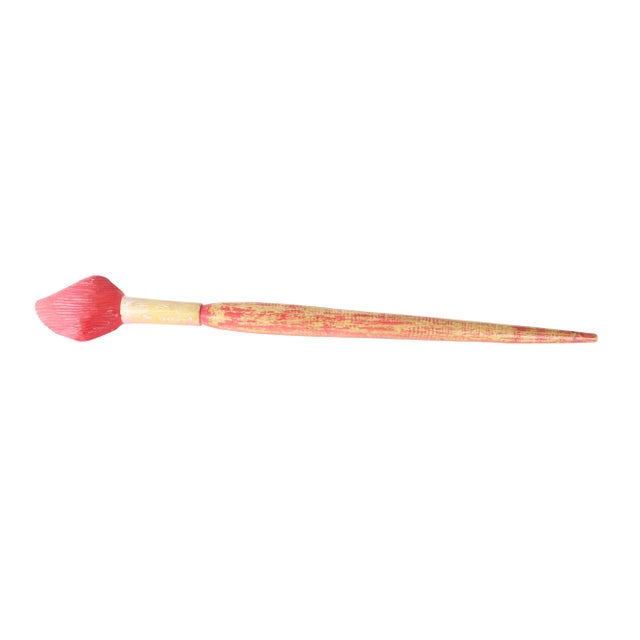 Pop Art Vintage Handmade Carved Wood Red Paintbrush Sculpture For Sale - Image 3 of 6