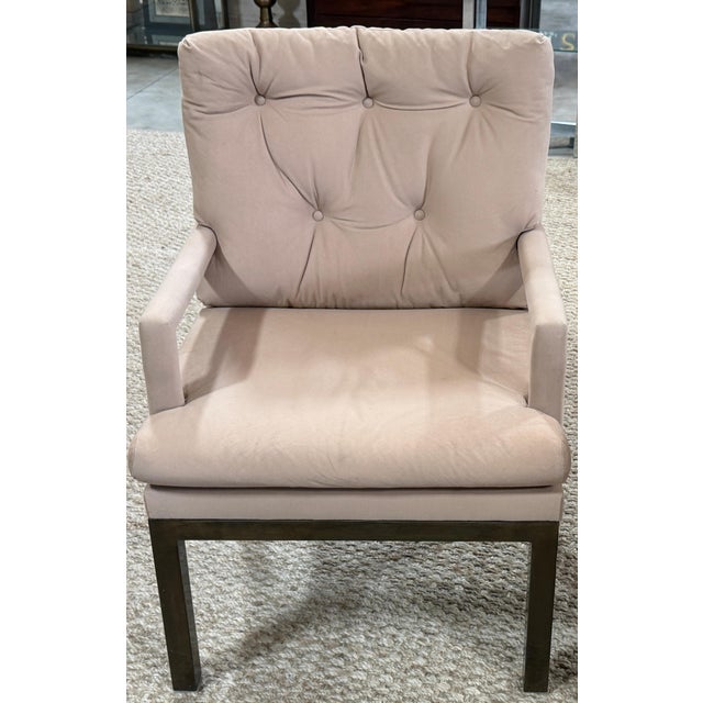 Late 20th Century Pair Mastercraft Bronze Parsons Club Chairs, Spain, 1970s For Sale - Image 5 of 14