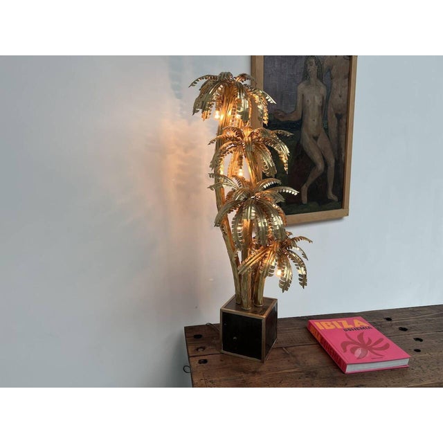 Four-Headed Brass Palm Tree Table Lamp, 010s For Sale - Image 10 of 18