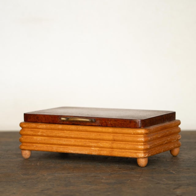 Wooden storage box with brass details. Made in Italy in the 1930s. In the Ponti style. Excellent condition.