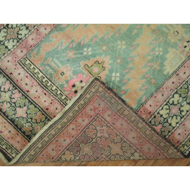Zabihi Collection Pink and Green Vintage Karabagh Runner - 3'8" x 10'7" For Sale - Image 9 of 9