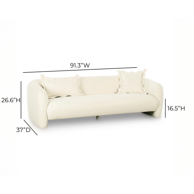 2020s Lou Cream Performance Velvet Sofa For Sale - Image 5 of 6