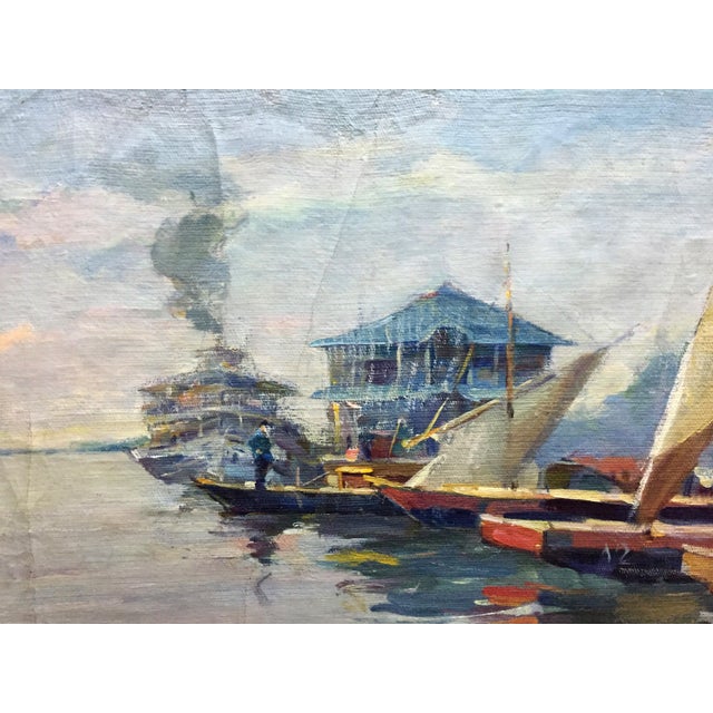 *** ABOUT THIS PAINTING *** * TITLE: "Boat port" * SIZE: 40x59 cm/'15.74x23.22 inches' * MEDIUM: oil, cardboard * HAND...