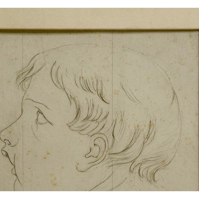 Period Italian Child Portrait Pencil Drawing For Sale - Image 6 of 7