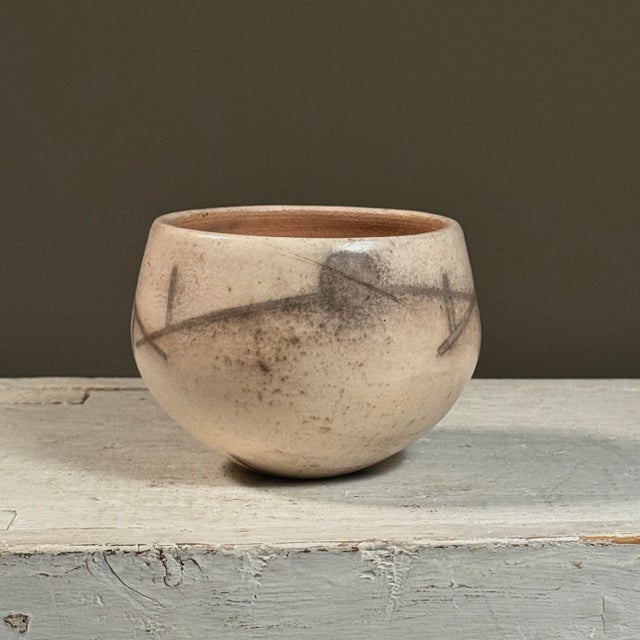 Vintage Postmodernist Raku Fired Bowl, Signed. Signed on the bottom. Dimensions: 2.75"H × 3.9"D (7 × 10 cm) Condition:...