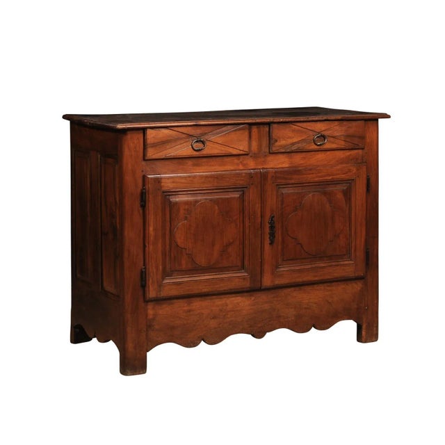 18th Century Louis XIV Period 18th Century Walnut Buffet with Carved Quatrefoil Motifs For Sale - Image 5 of 12