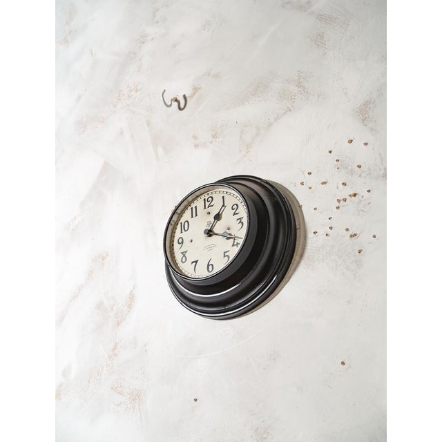 Antique Black Wall Clock with White Dial Face from International Time Recording Co. Ltd London, 1920s For Sale - Image 9 of 12