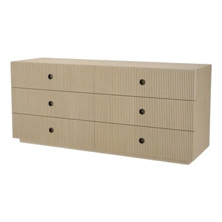 Dresser in Washed Oak Veneer and Bronze Finish For Sale