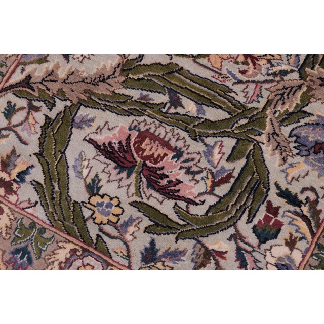 Shabby Chic Floral 1990's Pak-Persian Green/Green Wool Rug - 2'2'' X 4'1'' For Sale - Image 4 of 9
