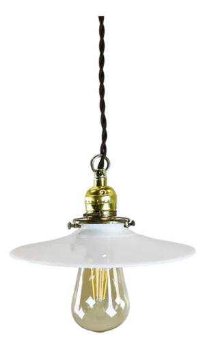 1960s Milk Glass Vintage Industrial Pendant Light 5