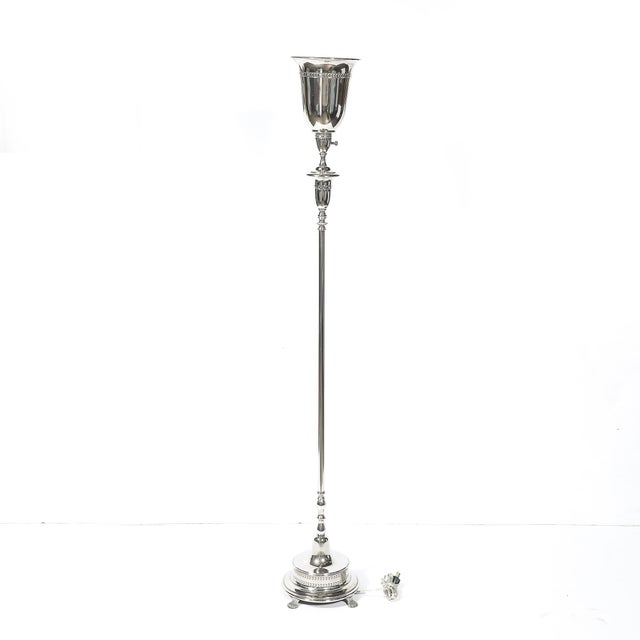Classical Hollywood Regency Silvered Bronze Torchiere For Sale - Image 14 of 18